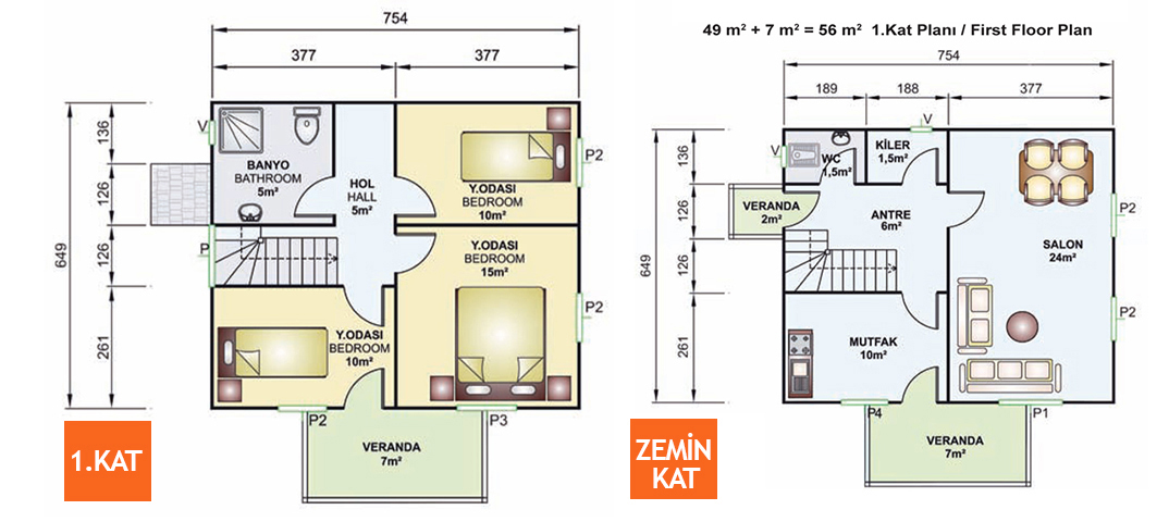 Kayseri Anahtar Teslim Prefabrik 114 mt - Görsel 3