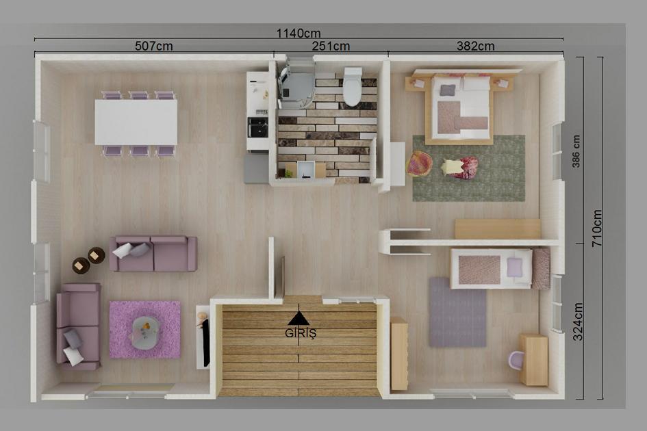 Kayseri Anahtar Teslim Prefabrik 73 mt - Görsel 2